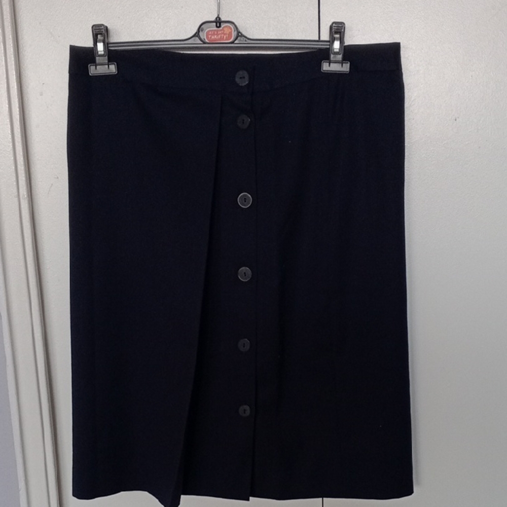 Vintage.Blue Knee-Length Pencil Skirt with Slit
